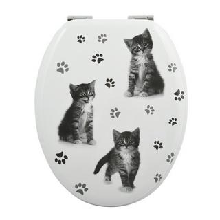 spirella Toilettensitz MDF KITTY Cat Black & White - Zkscharniere  