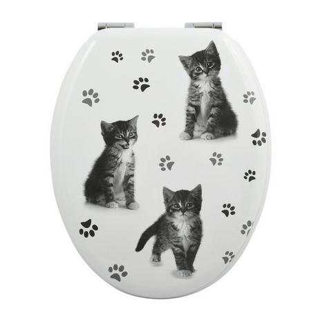 spirella Toilettensitz MDF KITTY Cat Black & White - Zkscharniere  
