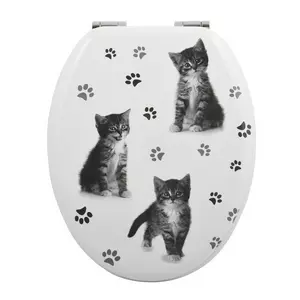 Toilettensitz MDF KITTY Cat Black & White - Zkscharniere