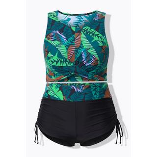 Ulla Popken Bikini Palmen Softcups Drapierung mit Shorts  