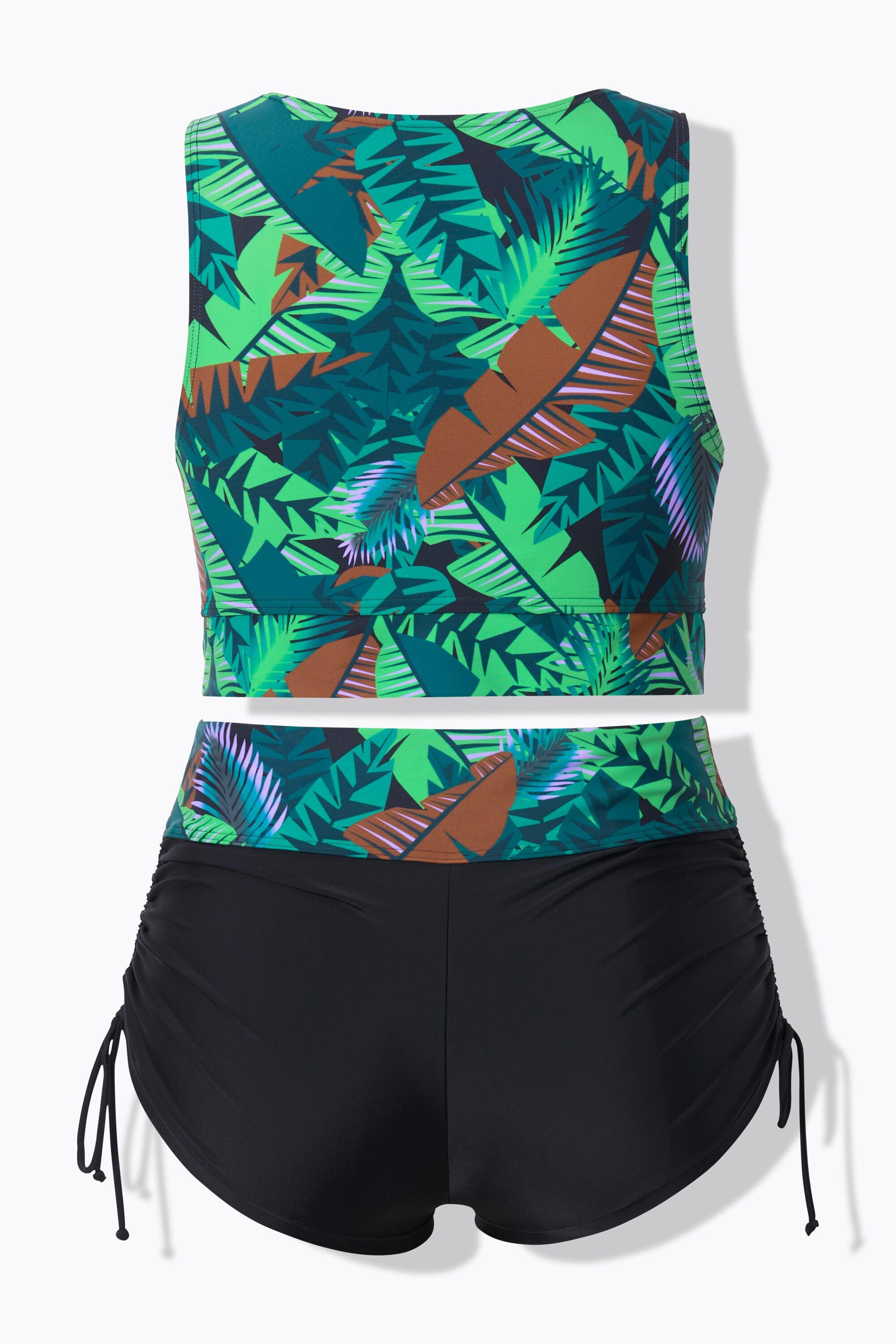 Ulla Popken Bikini Palmen Softcups Drapierung mit Shorts  