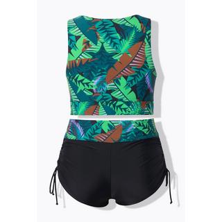 Ulla Popken Bikini Palmen Softcups Drapierung mit Shorts  