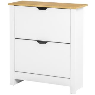 Northio Armoire À Chaussures, Benne À Chaussures Peu Encombrante Avec 2 Rabats Pour 12 Paires De Chaussures, Étagère À Chaussures Pour Couloir, Blanc + Naturel  