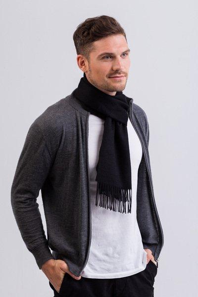 CASH-MERE.CH Écharpe unie à franges  