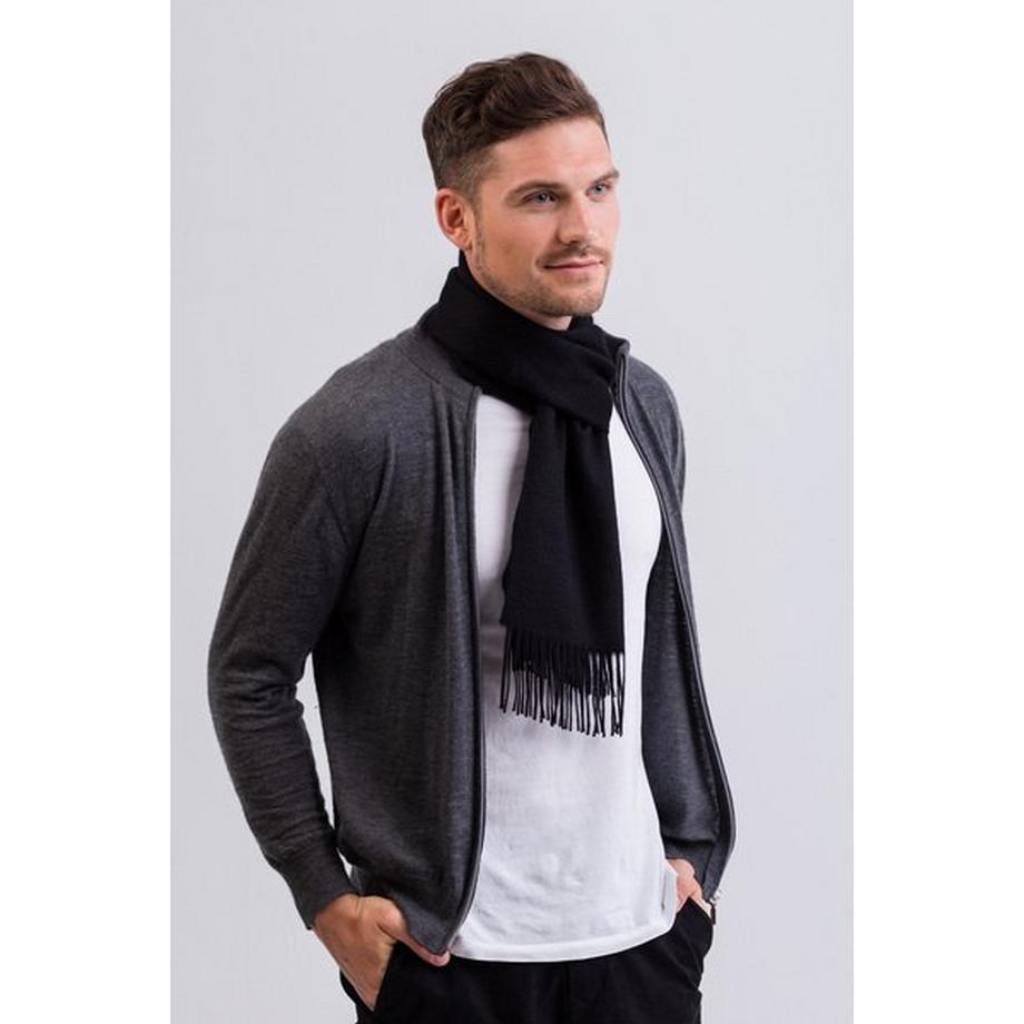 CASH-MERE.CH Sciarpa tinta unita con frange  