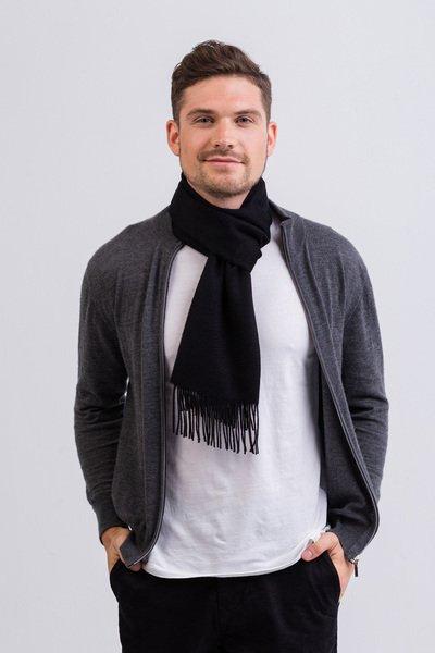 CASH-MERE.CH Écharpe unie à franges  