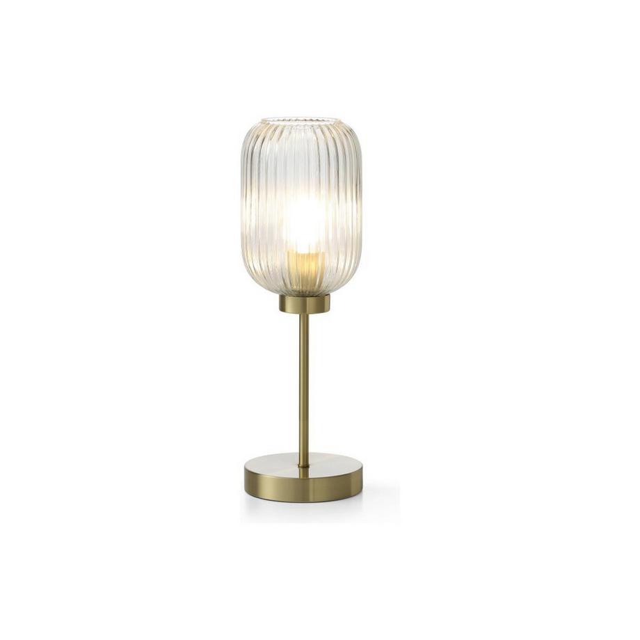 Vente-unique Lampe à poser vintage en métal et verre - L. 14 x P. 14 x H. 43,5 cm - Doré - LOUXOR  