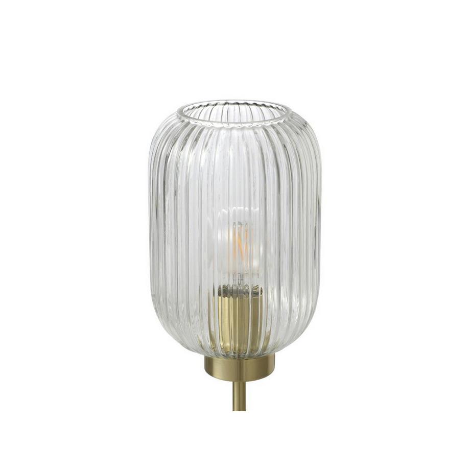 Vente-unique Lampe à poser vintage en métal et verre - L. 14 x P. 14 x H. 43,5 cm - Doré - LOUXOR  