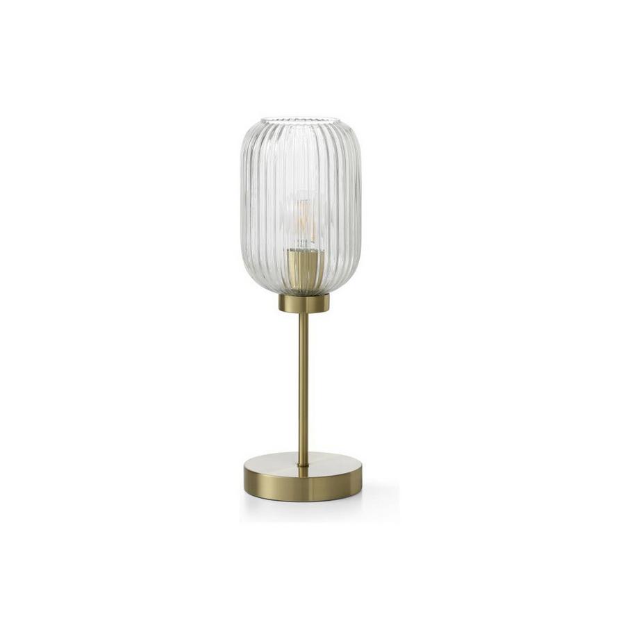 Lampe à poser vintage en métal et verre - L. 14 x P. 14 x H. 43,5 cm - Doré - LOUXOR