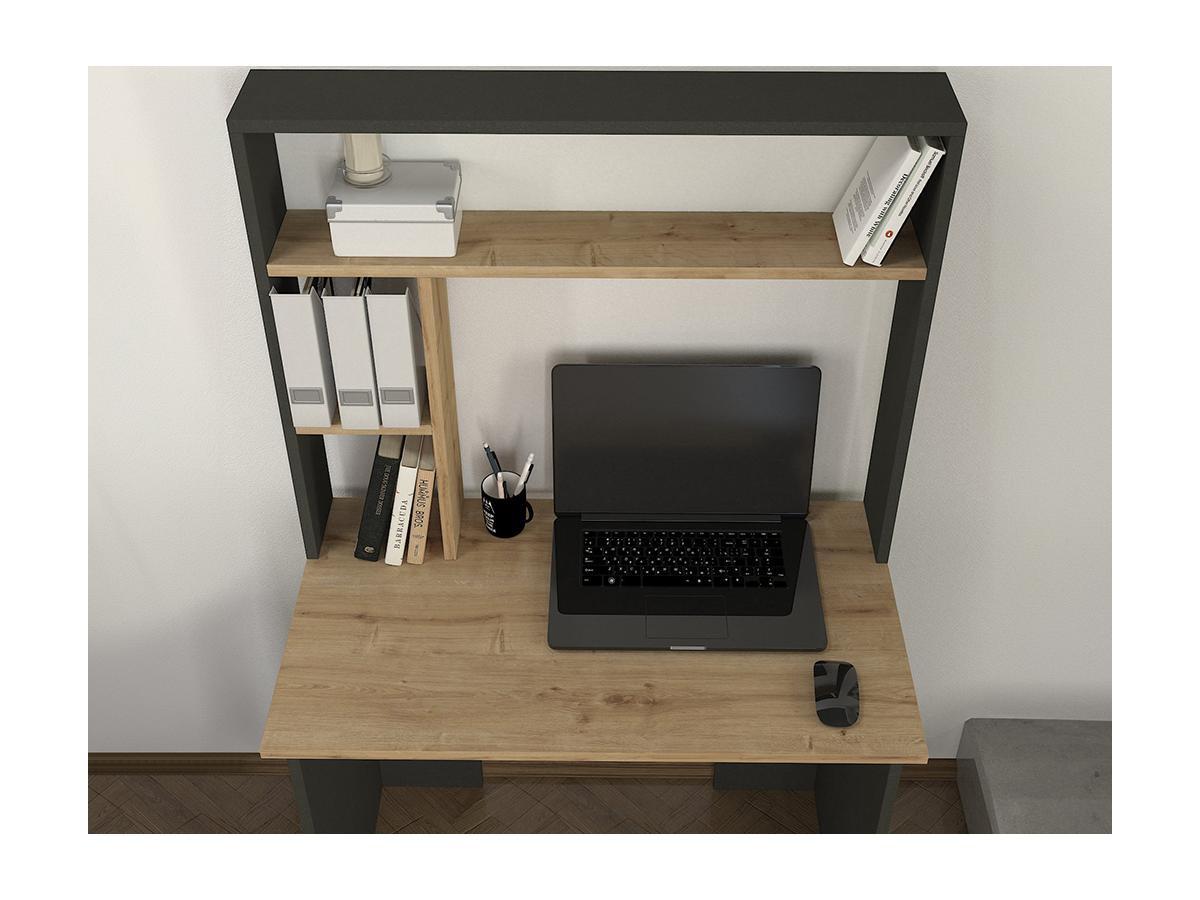 Vente-unique Bureau avec rangements - Noir et naturel - VALURI  