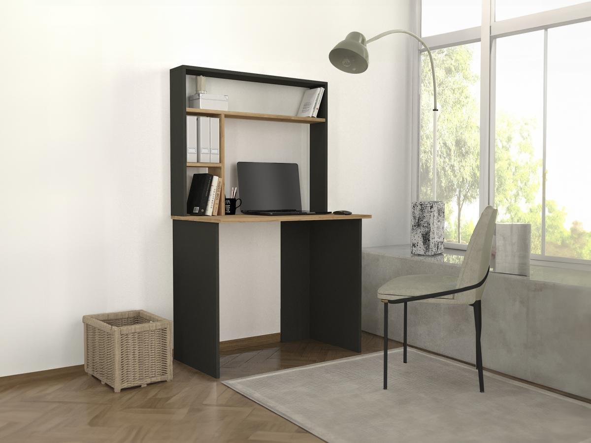 Vente-unique Bureau avec rangements - Noir et naturel - VALURI  