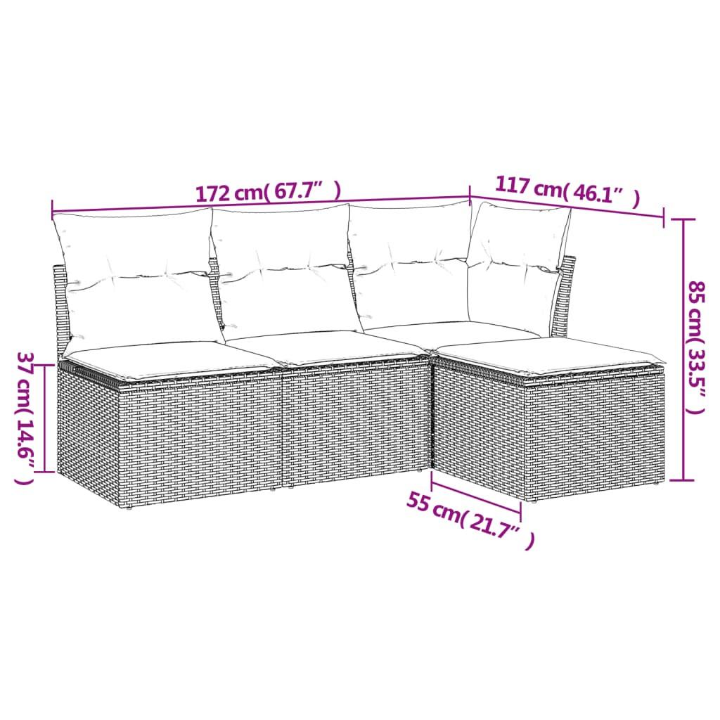 VidaXL Ensemble de canapés de jardin rotin synthétique  