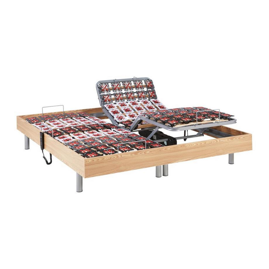 DREAMEA Matratzen elektrischer Lattenrost 2erSet Memory Schaum ATRIDE OKINMotoren Eiche  