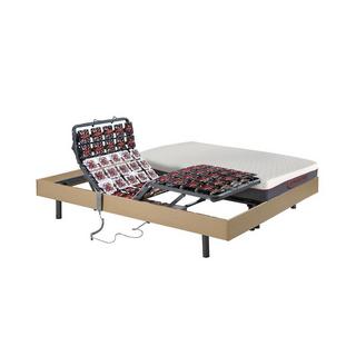 DREAMEA Lit électrique relaxation tout plots matelas mémoire de forme ATRIDE de DREAMEA moteurs OKIN chêne naturel  