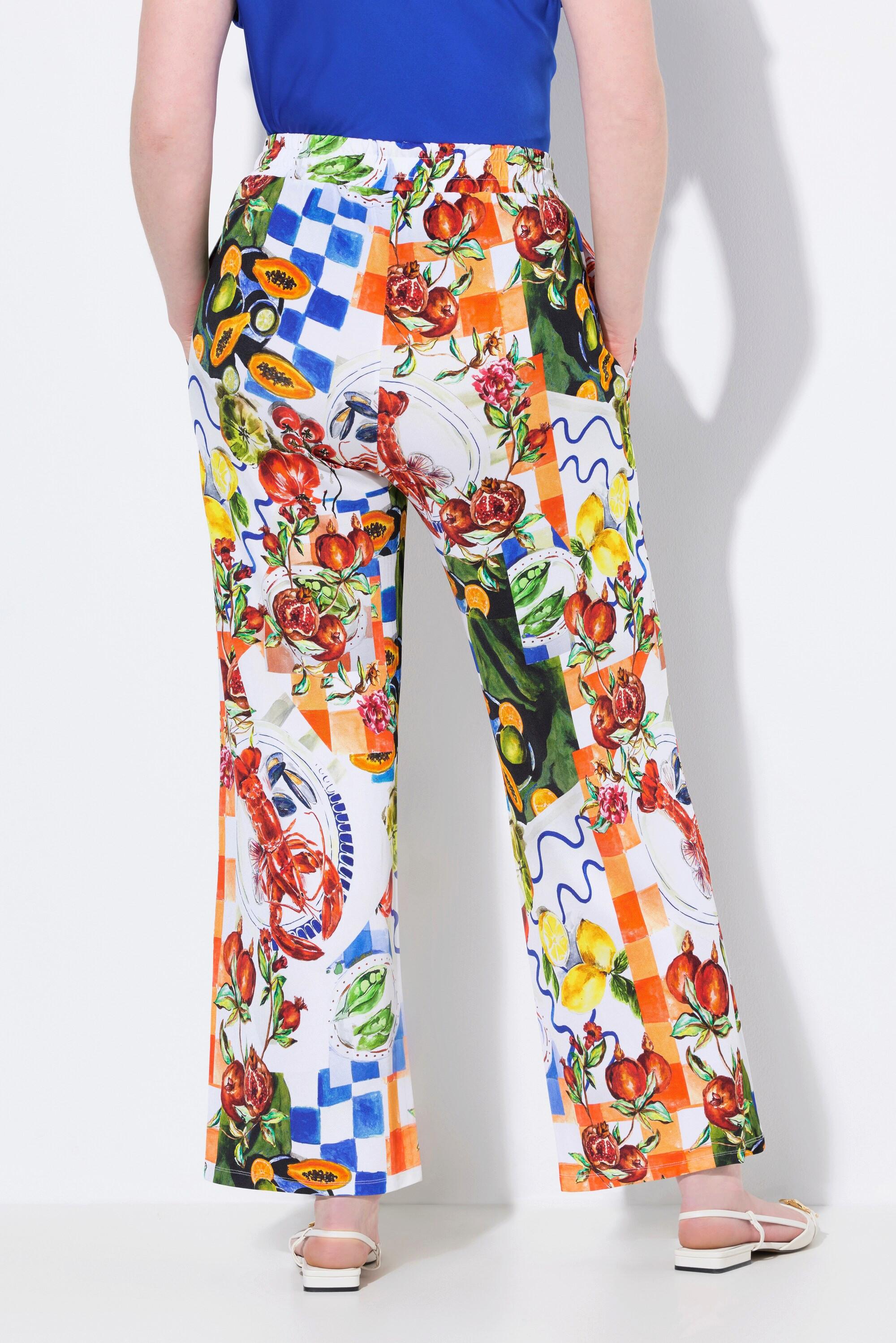 Ulla Popken Pantalon Slinky Imprimés Food Jambe Large Taille Élastique  