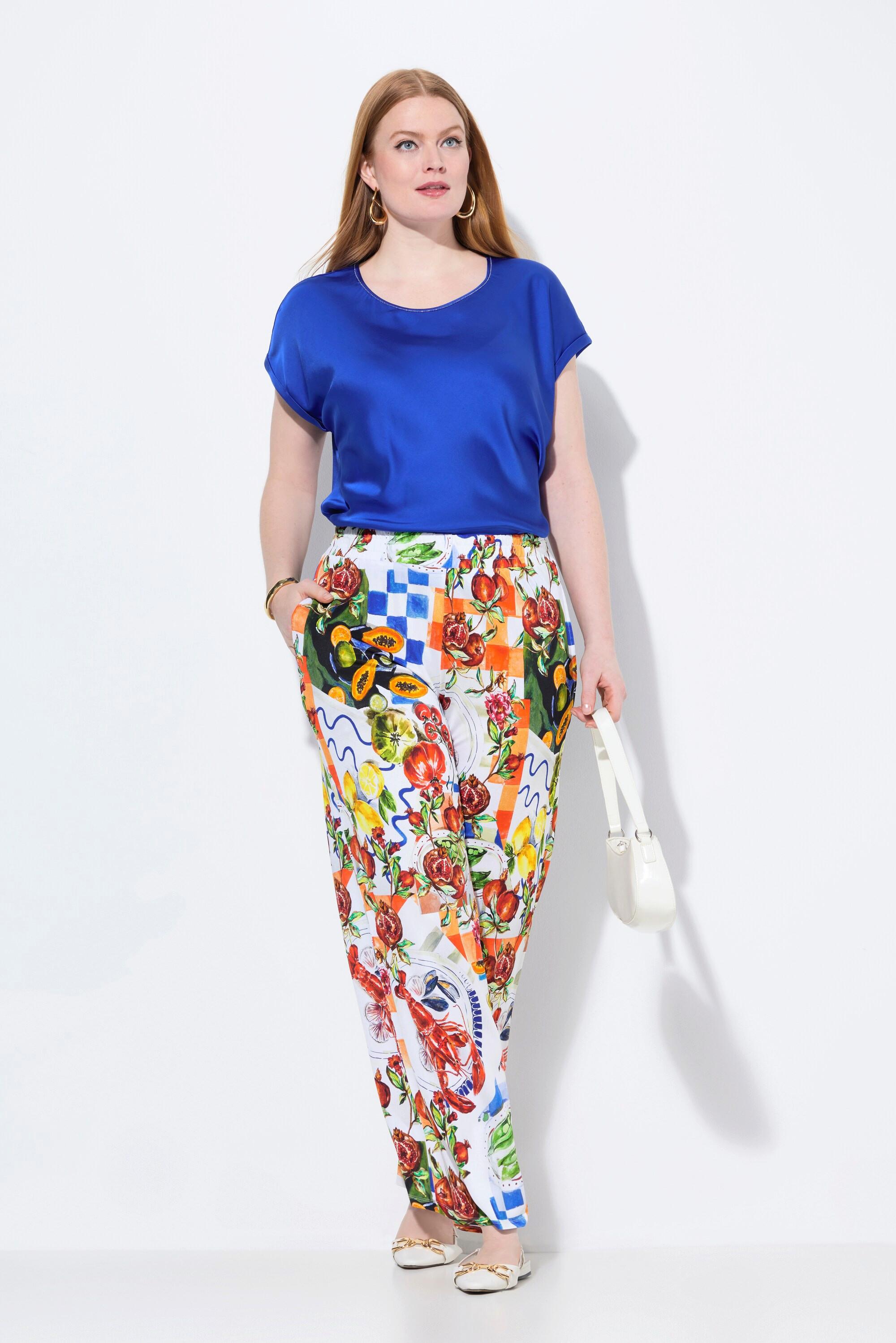 Ulla Popken Pantalon Slinky Imprimés Food Jambe Large Taille Élastique  