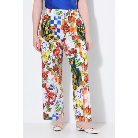 Ulla Popken Pantalon Slinky Imprimés Food Jambe Large Taille Élastique  