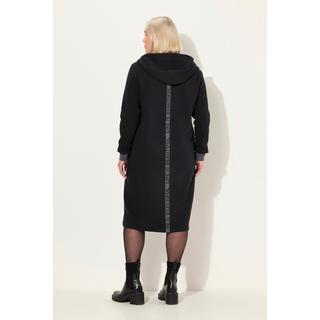 Ulla Popken Long Sweatjacke Kapuze Zwei Wege Zipper Rückenstreifen  