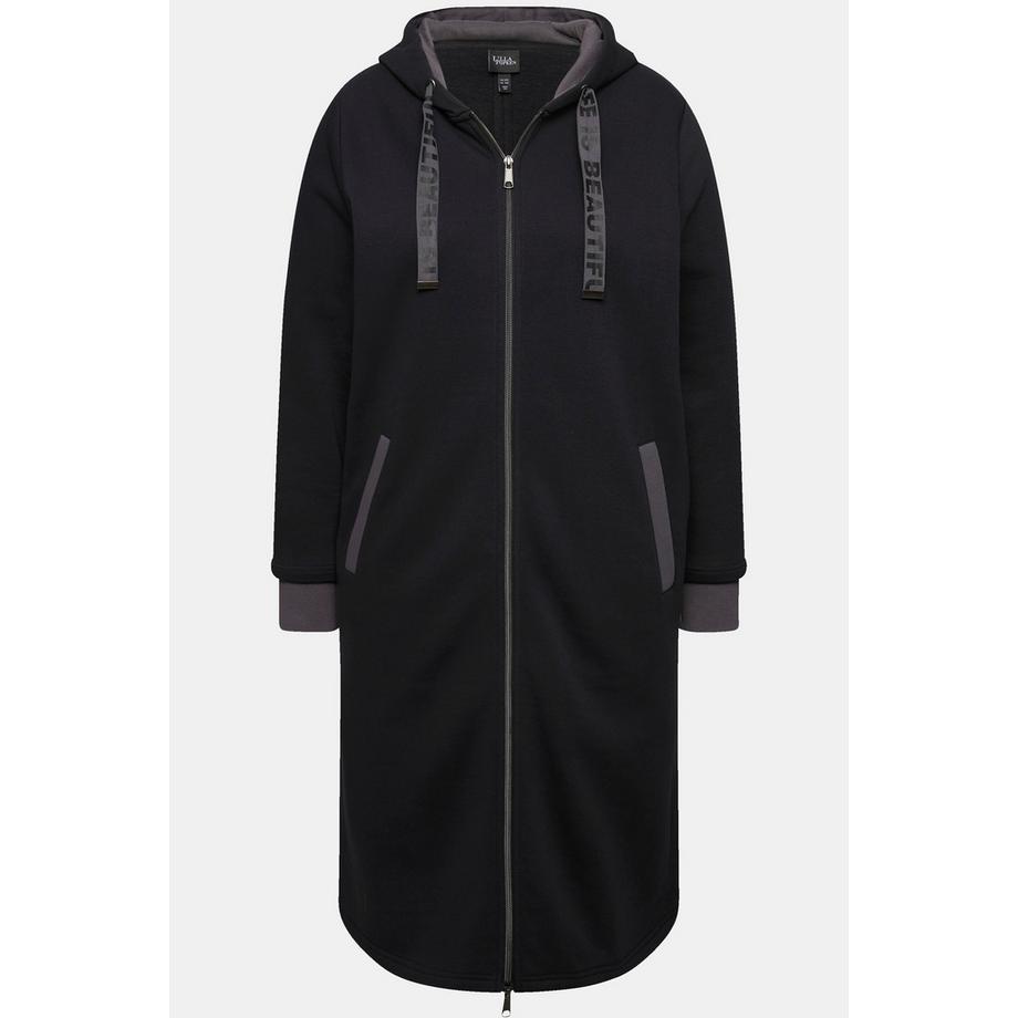 Ulla Popken Longue Veste en Molleton Capuche Fermeture Zippée à Double Sens Bande au Dos  