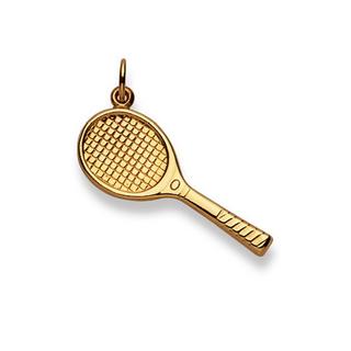 MUAU Schmuck  Pendentif raquette de tennis or jaune 750, 25x25mm 