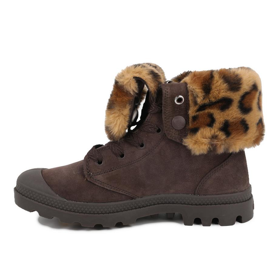 PALLADIUM Bottines baggy avec bordure en fausse fourrure imprimé léopard  