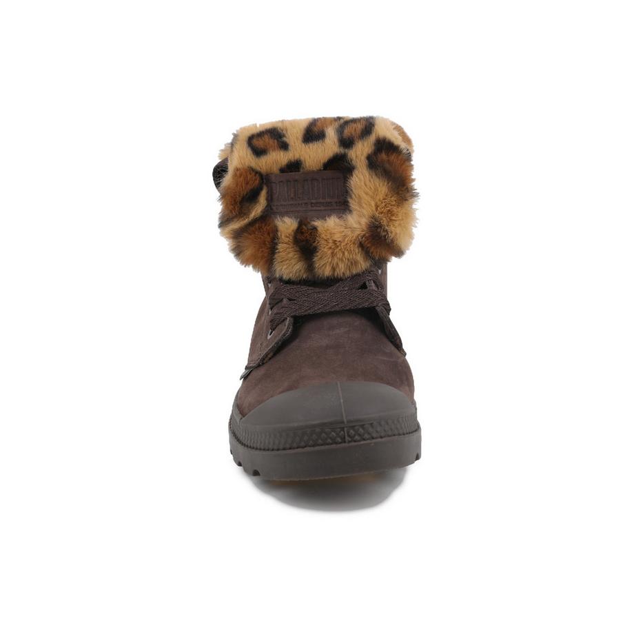 PALLADIUM Bottines baggy avec bordure en fausse fourrure imprimé léopard  