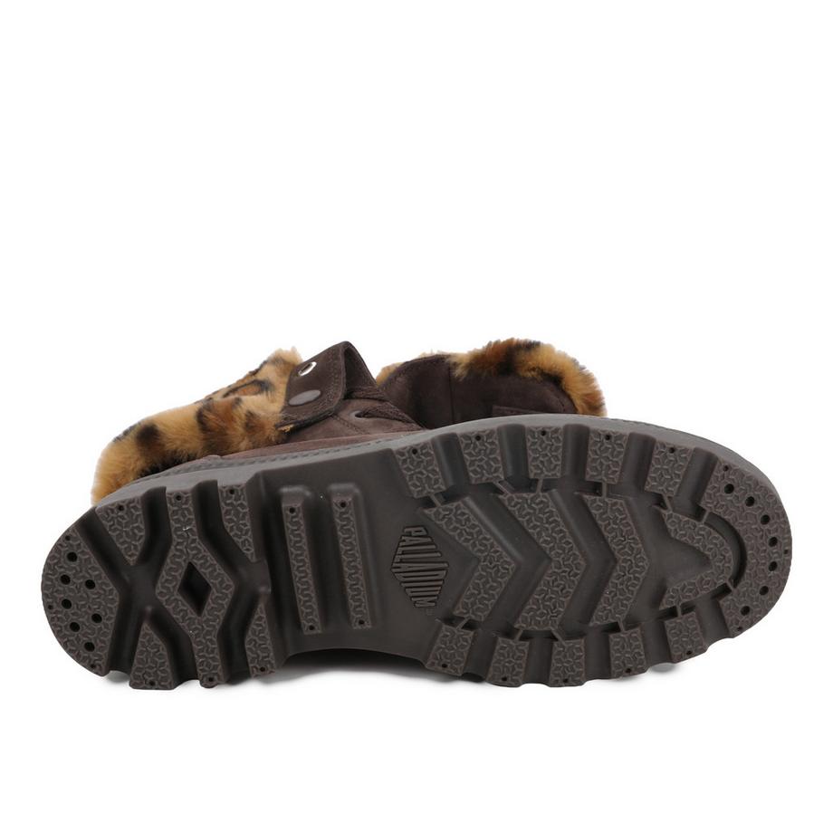 PALLADIUM Bottines baggy avec bordure en fausse fourrure imprimé léopard  