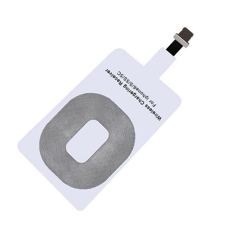 eStore  Adattatore Qi - Modulo ricevitore caricabatterie wireless per iPhone - Bianco 