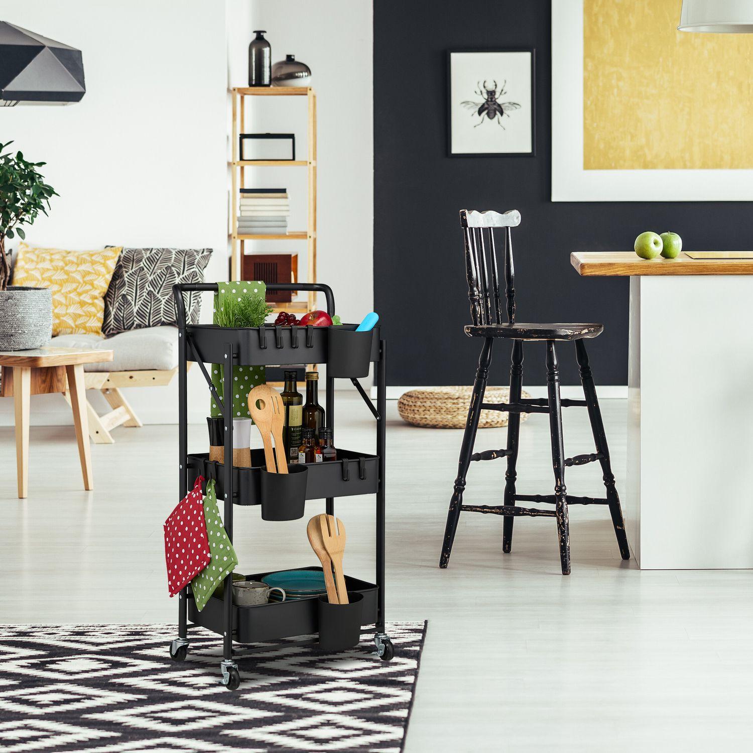 Northix Carrello pieghevole con 3 ripiani  