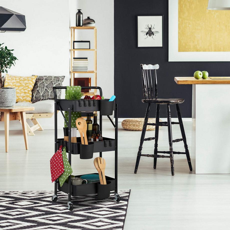 Northix Zusammenklappbarer Wagen mit 3 Ablagen  