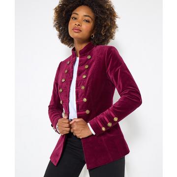 Samt-Militärjacke mit Knopfdetails
