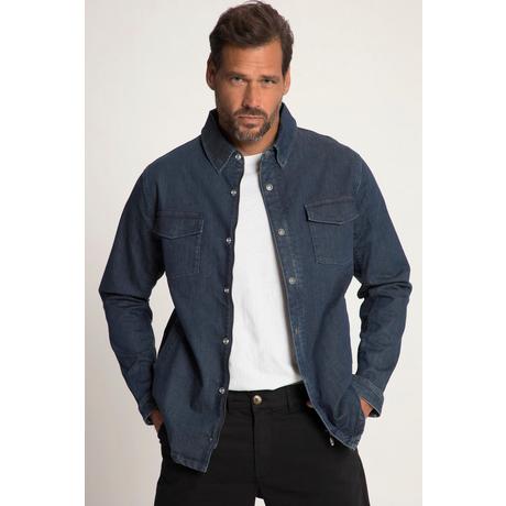 JP1880  Jeansjacke, verdeckter Zipper, Brusttaschen 