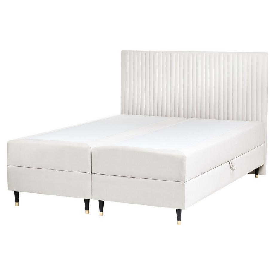 Beliani Lit boxspring avec rangement en Velours Scandinave DAME  