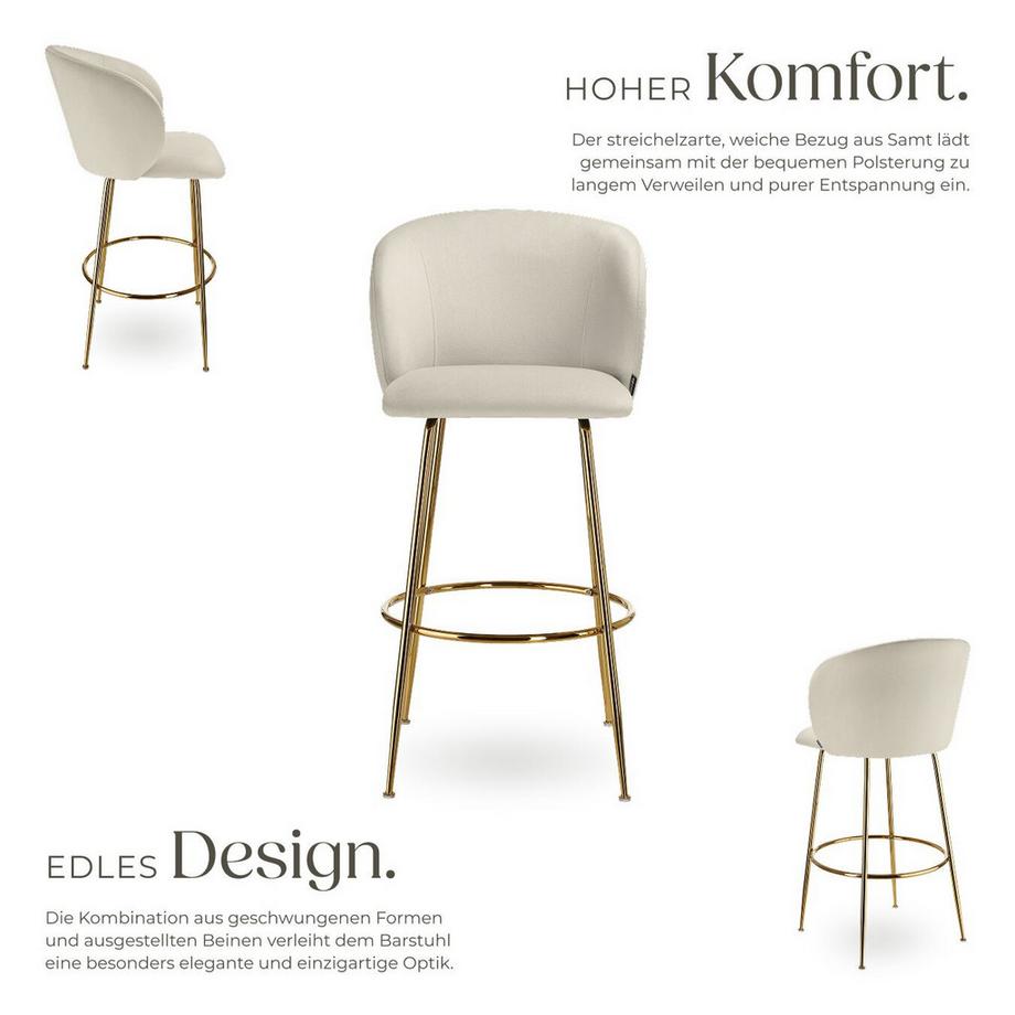 Tectake Sgabello da bar Luana Effetto velluto, imbottito  