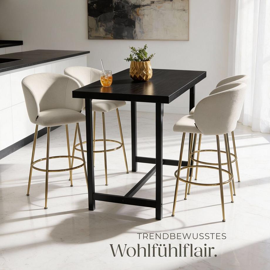 Tectake Sgabello da bar Luana Effetto velluto, imbottito  