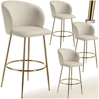 Tectake Barstuhl Luana in Samtoptik, gepolstert mit breiter Rückenlehne und Fußstütze  