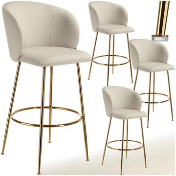 Barstuhl Luana in Samtoptik, gepolstert mit breiter Rückenlehne und Fußstütze