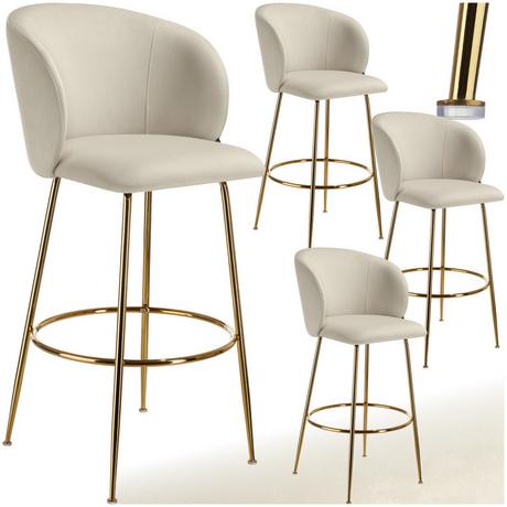 Tectake Barstuhl Luana in Samtoptik, gepolstert mit breiter Rückenlehne und Fußstütze  