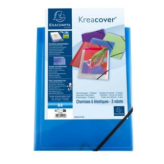 Exacompta Cartella 3 lembi con elastici polipropilene 500 micron Kreacover - A4 x 25  