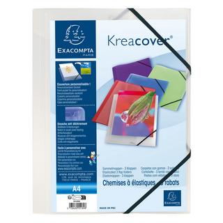 Exacompta Cartella 3 lembi con elastici polipropilene 500 micron Kreacover - A4 x 25  