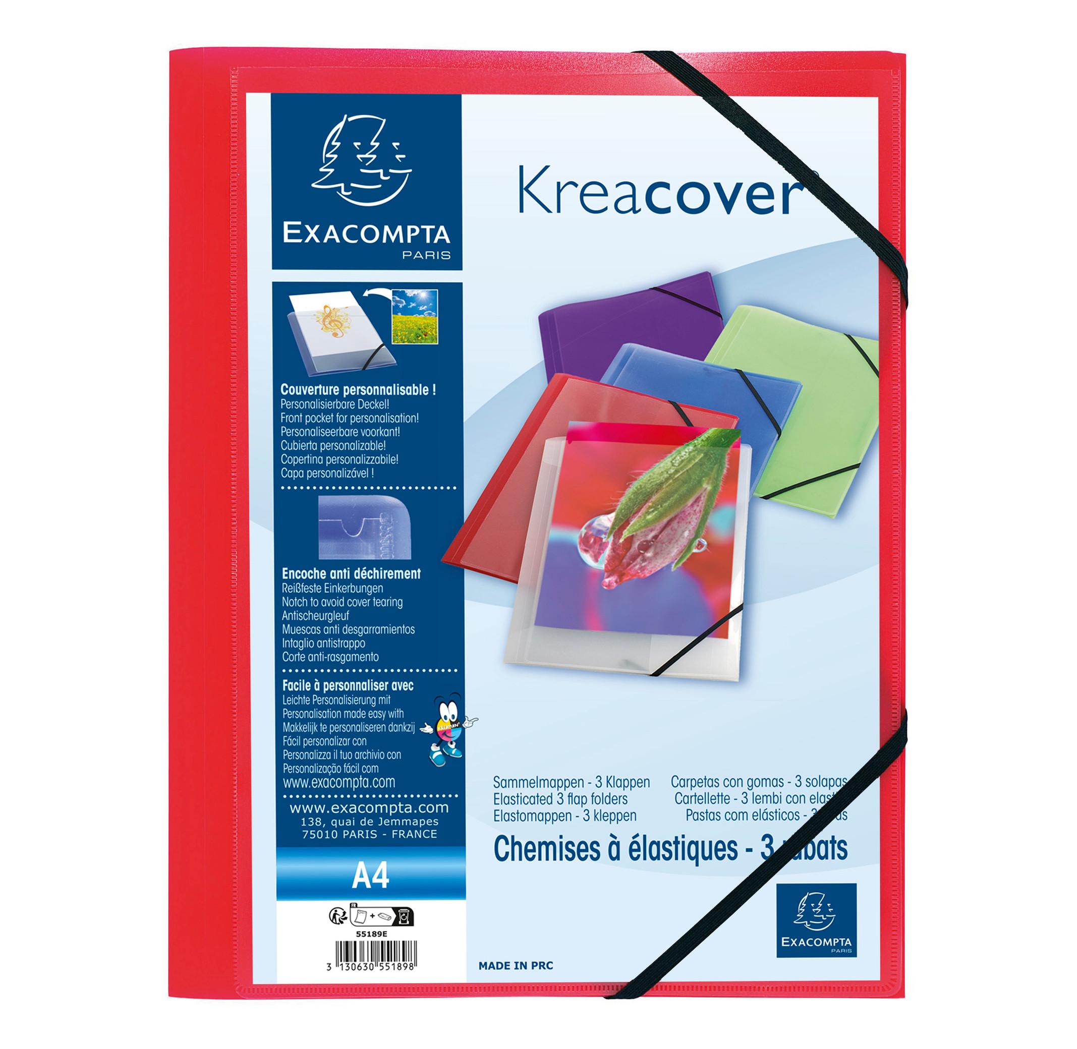 Exacompta Sammelmappe A4 PP 3 Klappen mit Gummizug Kreacover x 25  