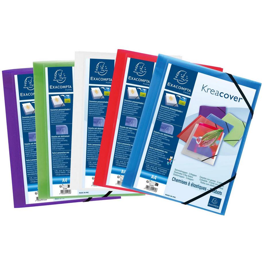 Chemise à élastiques 3 rabats polypropylène translucide Krea Cover - A4 - x 25
