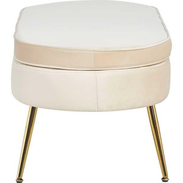 mutoni Pouf ovale in velluto beige oro  