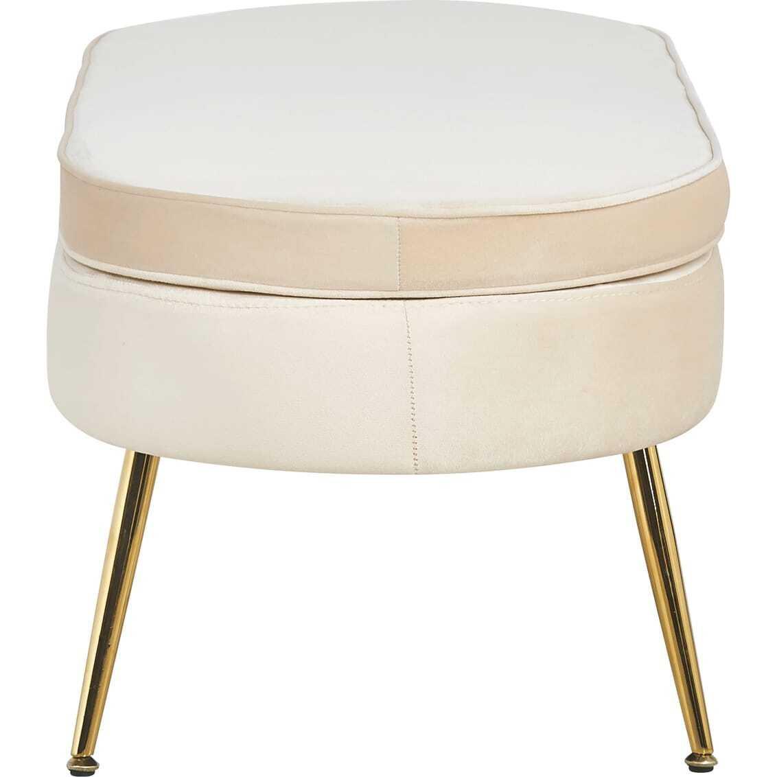 mutoni Pouf ovale velours beige or  