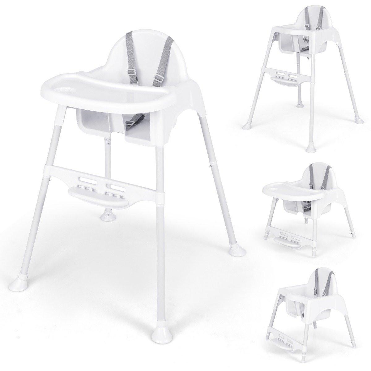 Northio  4 in 1 Hochstuhl Baby Kinderhochstuhl mit abnehmbaren Tablett Babyhochstuhl Weiß 