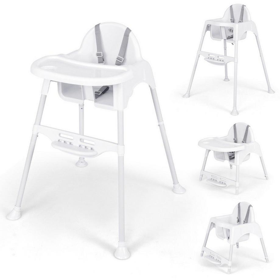 Northio  4 in 1 Hochstuhl Baby Kinderhochstuhl mit abnehmbaren Tablett Babyhochstuhl Weiß 