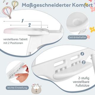 Northio  4 in 1 Hochstuhl Baby Kinderhochstuhl mit abnehmbaren Tablett Babyhochstuhl Weiß 