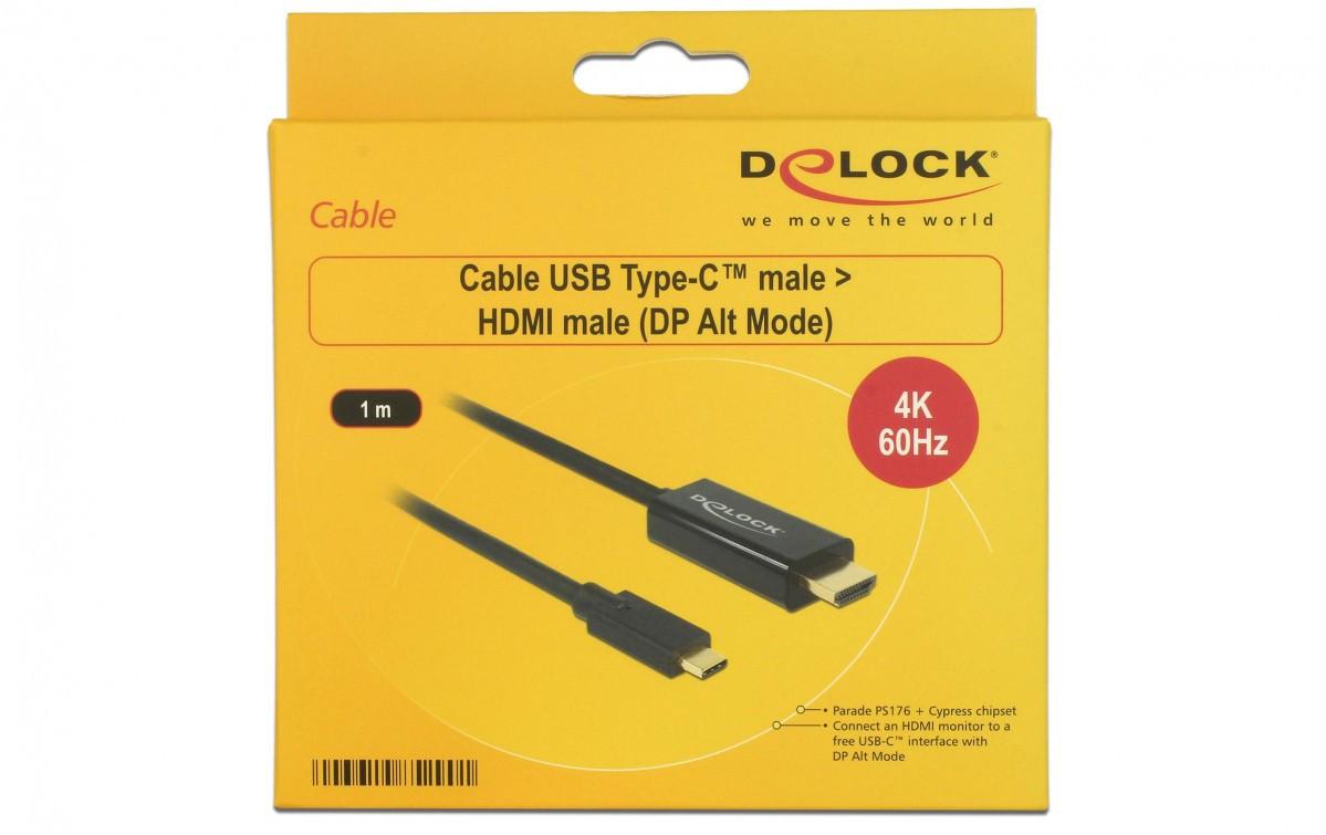 DeLock  DeLOCK 85290 cavo e adattatore video 1 m USB tipo-C HDMI Nero 