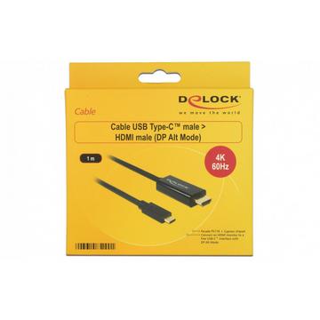 DeLOCK 85290 cavo e adattatore video 1 m USB tipo-C HDMI Nero