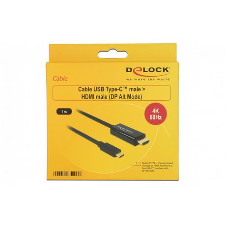 DeLock  DeLOCK 85290 cavo e adattatore video 1 m USB tipo-C HDMI Nero 